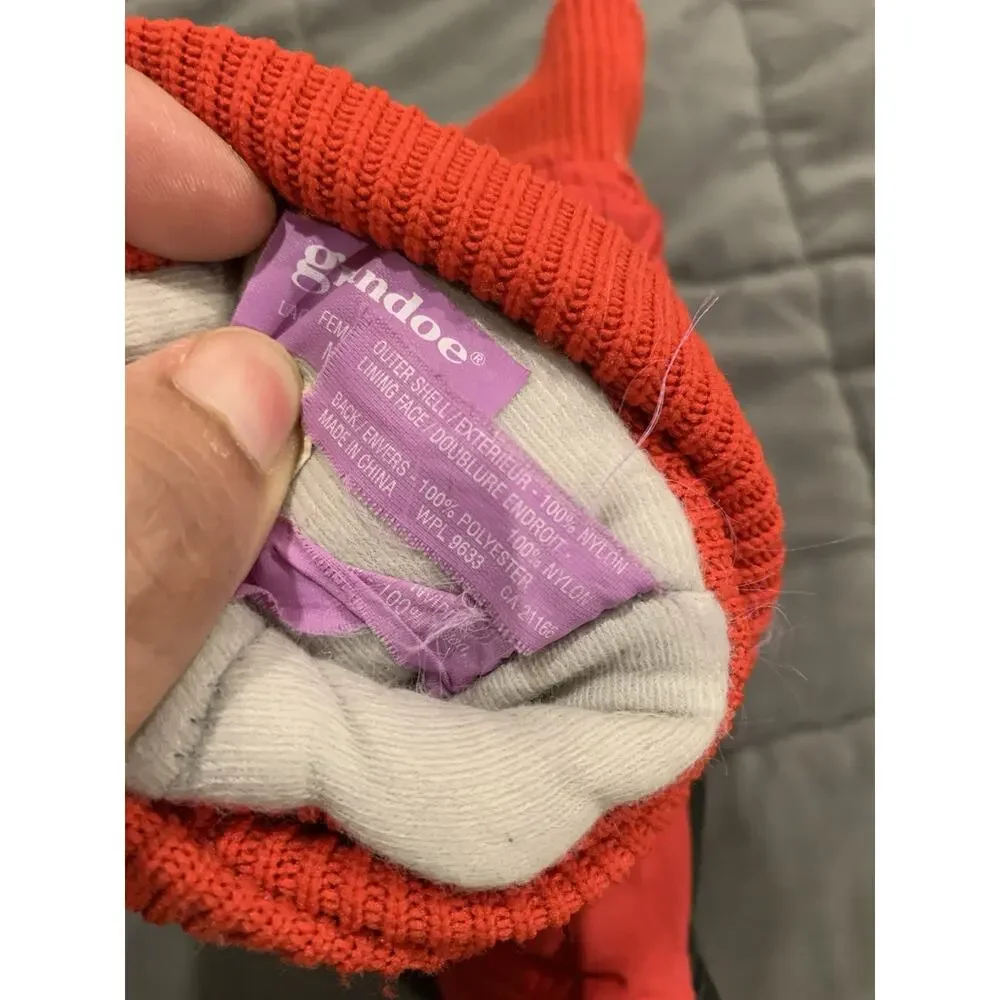 Grandoe Ski Snowboard Mittens Women's Medium Red Nylon and Leather Palms